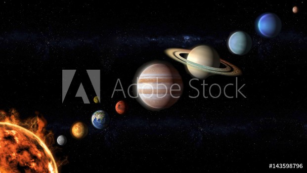 Picture of planets of the Solar System view from space